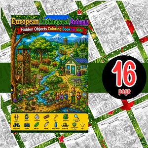 European Endangered Animals Hidden Objects Coloring Book Kids Seek Find Wildlife Pages PDF