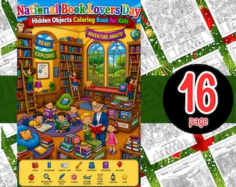 National Book Lovers Day Hidden Objects Coloring Book Kids Seek Find Reading PDF