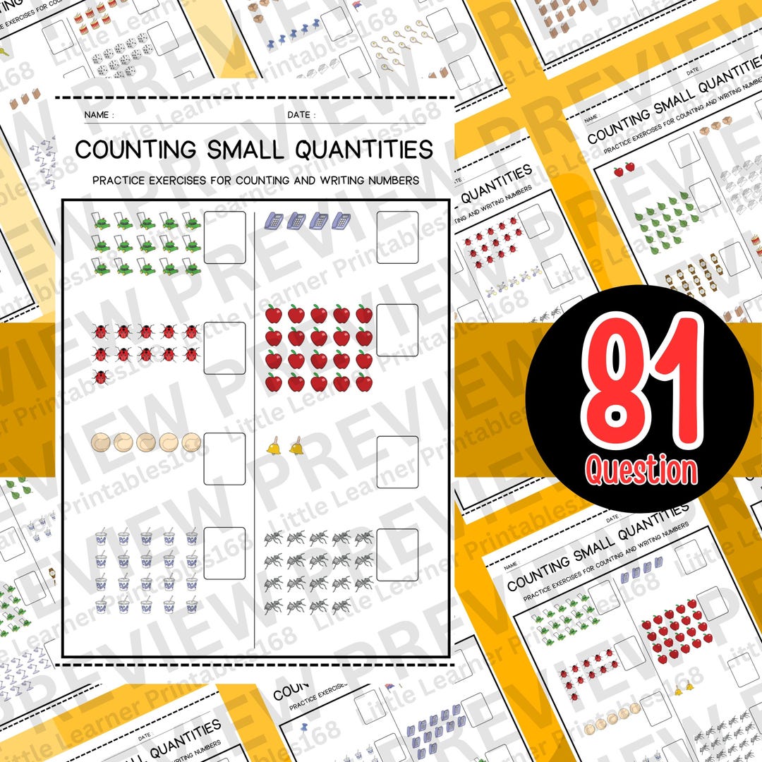 Counting Small Quantities Worksheets: Preschool Math Activity (PDF ...