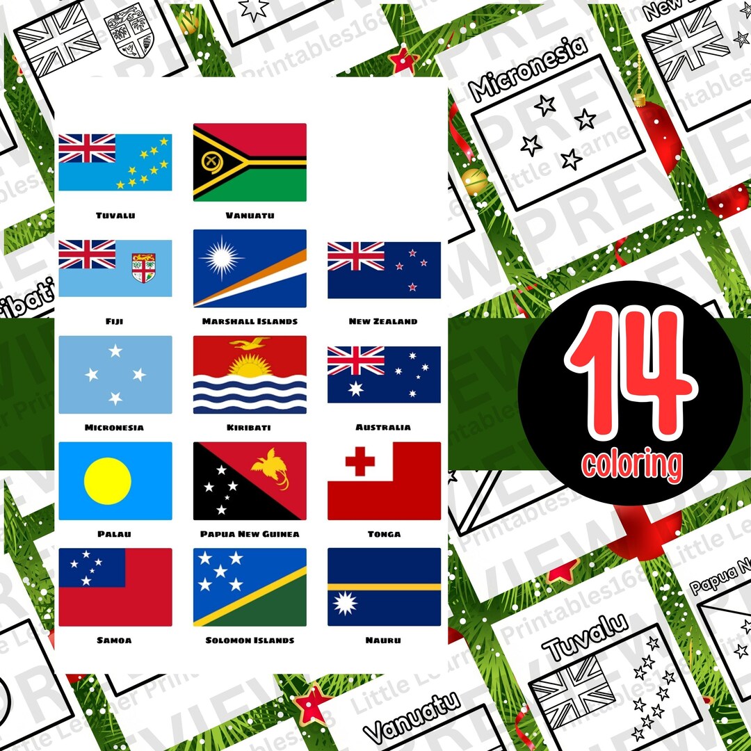 Oceania Flags Coloring Book, Geography Activity (printable PDF) - Etsy