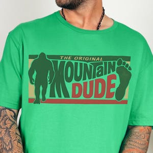 Original Mountain Dude Bigfoot Tee: Retro Sasquatch Graphic Shirt for Outdoorsy Men