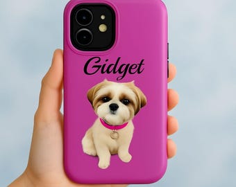 Custom Pet Portrait Phone Case: Personalized Dog Cat Art Memorial Gift iPhone Cover with Unlimited Proofs