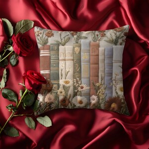 Bookish Throw Pillow Case | Cottagecore Botanical Cushion | Cozy Reading Decor | Reader Gift* image 8