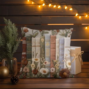Bookish Throw Pillow Case | Cottagecore Botanical Cushion | Cozy Reading Decor | Reader Gift* image 5
