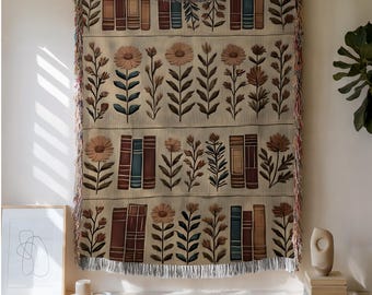 Manta tejida para amantes de los libros: Decoración estilo cottagecore para un rincón de lectura ideal para entusiastas de la literatura