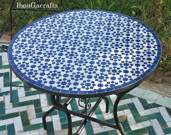 Round Tile Mosaic Table - coffee table -handmade garden table -Handcrafted Elegance for Your Home,free shipping
