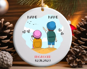 Personalized Engagement ornament, Custom engagement Ornament,Hiking Couple keepsake, Custom Couple Ornament, Outdoor Couple Ornament