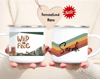 Personalized Camp Mug, Backpacking Adventure Mug, Unique Hiking Camping Mug, Campfire Mug, Custom Enamel Mug, Gift for hiker women and men