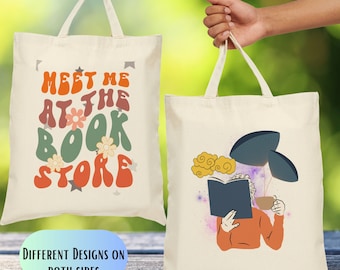 Bibliophile Tote,Booktrovert Tote,Meet me at the book store,Book Lover Bag,Literary tote,Library Bag,Gift for book lover, Abibliophobia bag
