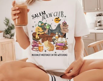 Retro Salem Book Club Shirt Bookish Halloween Shirt Spooky Reader Shirt Funny Book Lover Salem Witches Shirt Spooky Season Thriller Reader