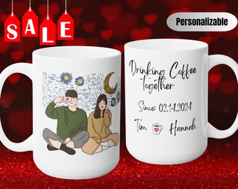 Personalized Outdoor Couple mug, Valentines's Day Mug for Husband Wife, Personalized Mr and Mrs Mug, Mountain Wedding Gift, Starry Night Mug