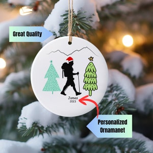 Hiking Personalized Ornament,Hiking Themed Gift,Hiking Christmas Ornament,Camping Ornament,Outdoor Ornament,Gift for Hiker,Camping Ornament