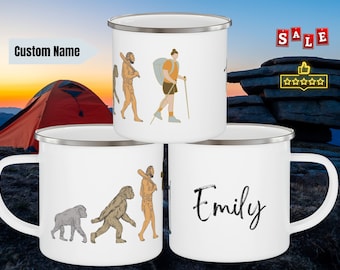 Personalized Camping Mug, Custom Hiking Mug, Hiking Camping Gift, Gift for her, Evolution Mug, Campfire Cup, Hiking Mom Mug, Mountain Girl
