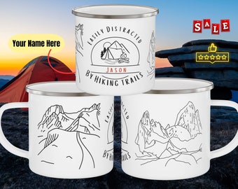 Personalisierte Camp-Tasse, individuelle Camping-Wander-Tasse für Wanderer, Bergliebhaber-Tasse, Naturliebhaber-Tasse, Thru Hiker Trail-Namenstasse, Geschenk für Wanderer