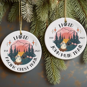 Christmas hiking ornament, Hiking Keepsake,Travel Ornament,2023 Ornament,Camping Ornament,Hiking Ornament,Camping Gift,Gift for Hiker Camper