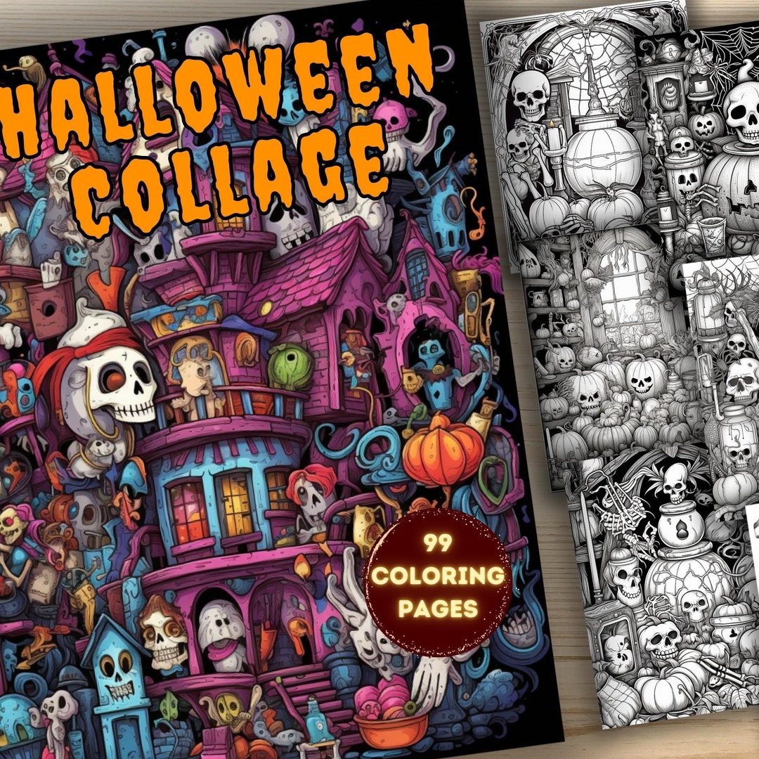 99 Halloween Collage Coloring Pages, Printable Coloring Sheets for ...