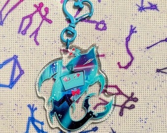 Vox Shark Shockwave Charm Hazbin Hotel Sleutelhanger Glitter Epoxy Sleutelhanger Tv-hoofd
