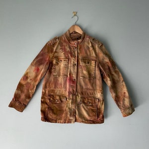 Jacket- Utility Military Work Jacket Brown and Red Ice Dyed