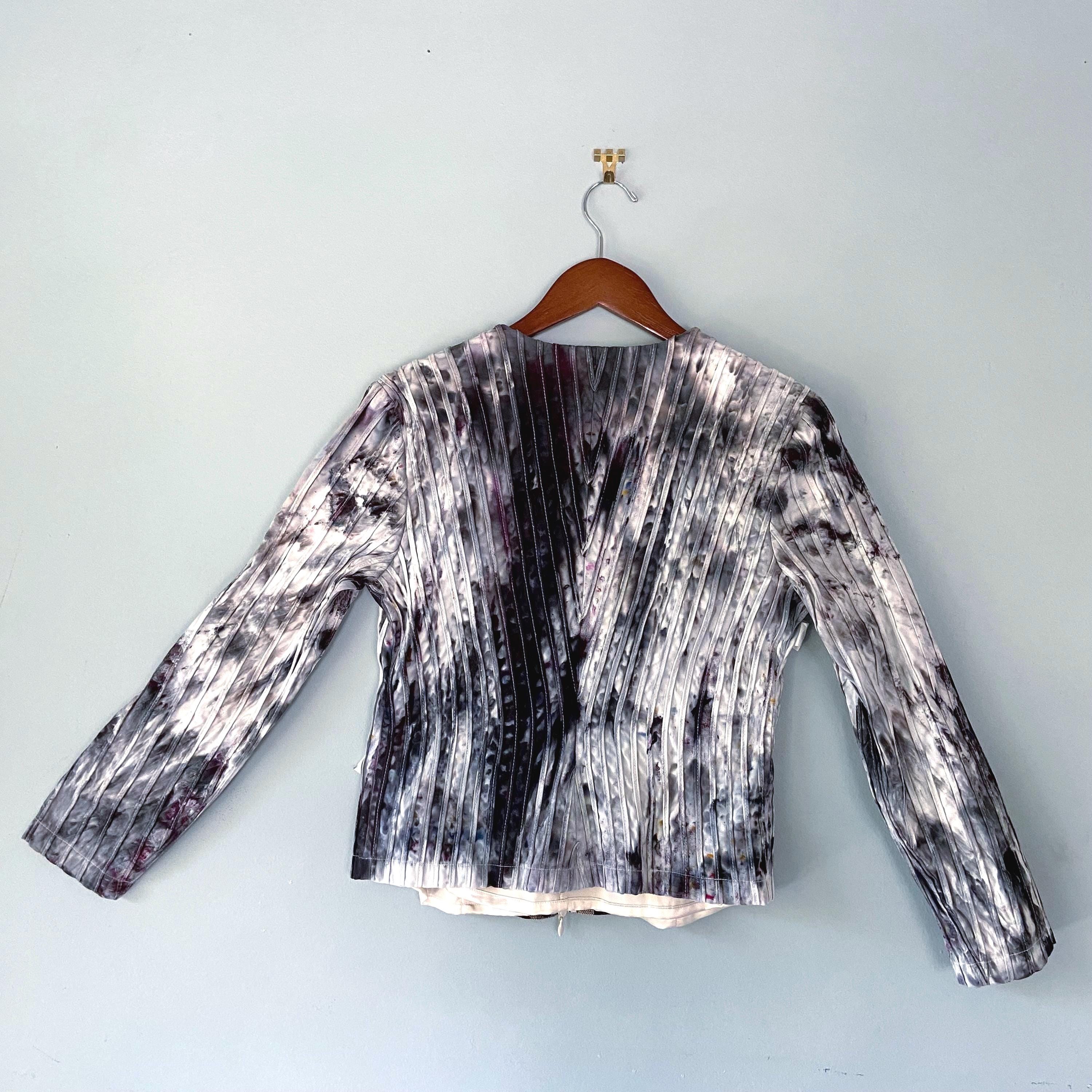 Jacket- Vintage Upcycled Alexandra Rosati Black and Cream Ice Dyed
