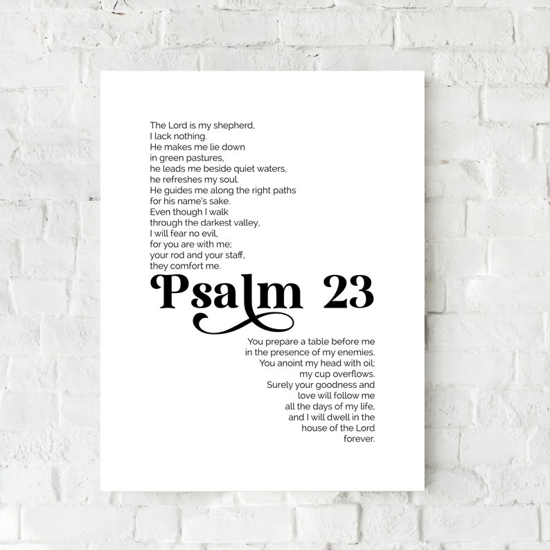 Pslam Font Psalm 23 | Biblical Art Print - Etsy