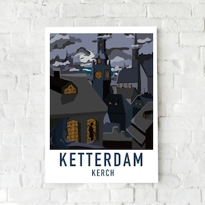 Ketterdam Travel Poster | Six of Crows, Crooked Kingdom, Leigh Bardugo, Inej Ghafa, Kaz Brekker, Bookish Art