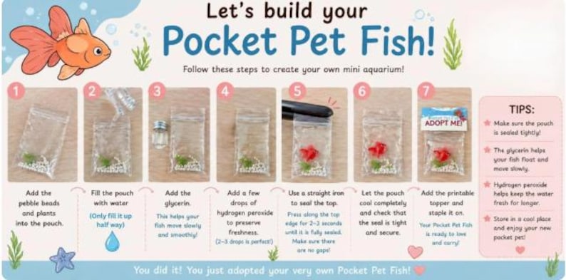 DIY Pocket Pet Fish Taba Squishy Pet Store Care Fish Tag DIY Sensory Toy Packaging Adopt Me Fish Squishy Toy image 6