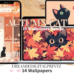 Fall Wallpaper Halloween Wallpaper Desktop Wallpapers Autumn Background Autumn Wallpaper Black Cat wallpaper Fall Phone Wallpaper