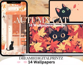 Fall Wallpaper Halloween Wallpaper Desktop Wallpapers Autumn Background Autumn Wallpaper Black Cat wallpaper Fall Phone Wallpaper