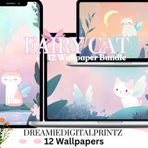 Fairy Cat Wallpaper Fantasy Fairy Background Fairy Cat Phone Wallpaper Cat Background Desktop Wallpaper Kawaii Cute Wallpaper Kawaii Fantasy