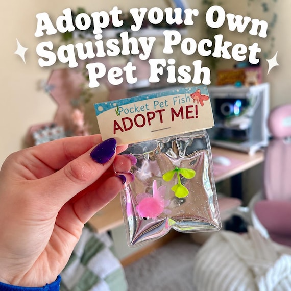 DIY Pocket Pet Fish Taba Squishy Pet Store Care Fish Tag DIY Sensory Toy Packaging Adopt Me Fish Squishy Toy