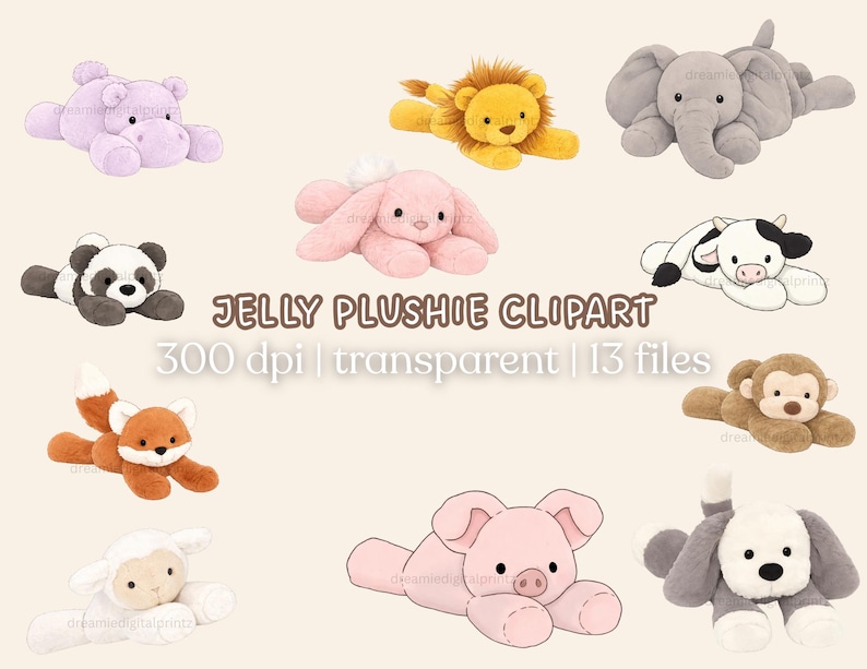 Sticker Plush Plushie Clipart Bundle | Transparent PNG | Jelly Sticker Bundle ...
