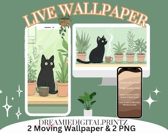Animated Wallpaper Lofi Wallpaper Cat Animated Live Iphone Wallpaper Desktop Moving Wallpaper Matcha Black Cat Background