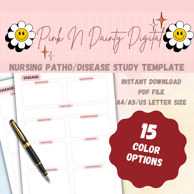 Nursing Student Study Guide | Patho Disease Study Template | Printable ...