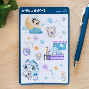 Cute Sleepy Sticker Sheet, Cozy Evening Planner Sticker Sheet, Cute Stickers for Planners and Journals