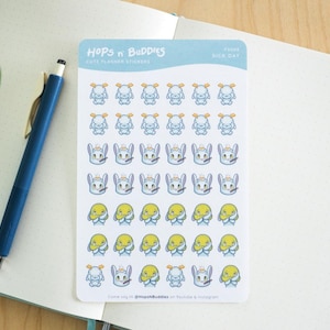 Cute Sick Day Planner Stickers - Kawaii Sick Day Reminders for Planners, Calendars, and Journals
