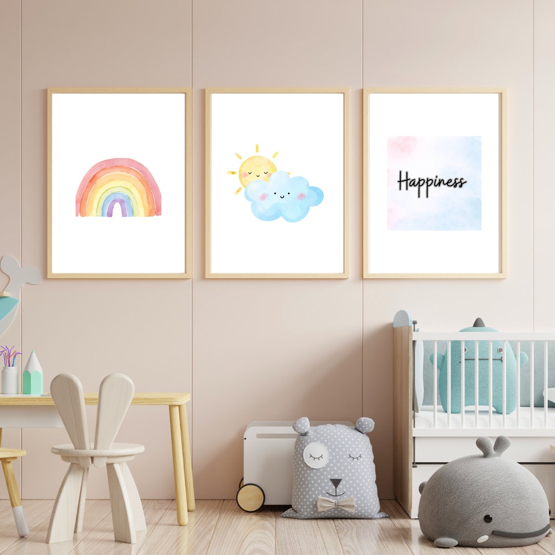 Rainbow Wall Art Decor. Kids and Baby Room Wall Art Prints Set Etsy