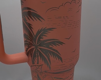 40oz beached theme stainless tumbler