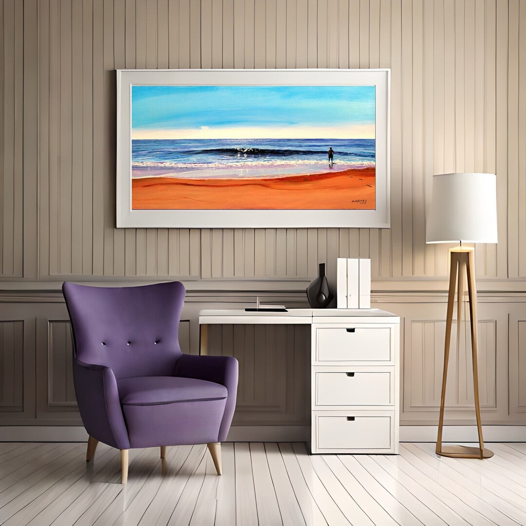 Printable Beach Art for Living Room Walls Titled solitude. Coastal