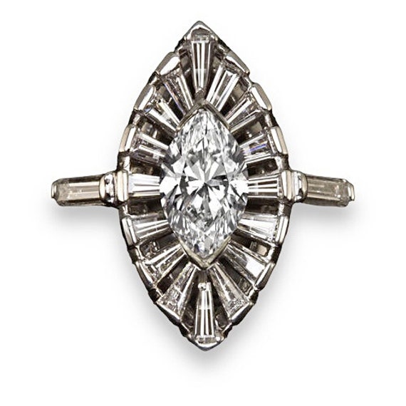 1.96 ct Vintage Marquise cut H SI1 Diamond Certif… - image 2