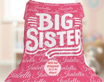 Coperta con nome personalizzata Big Sister per tua figlia Coperta con nome personalizzato per ragazze Ragazzi Coperta con nome bambino Ottimo regalo per il compleanno