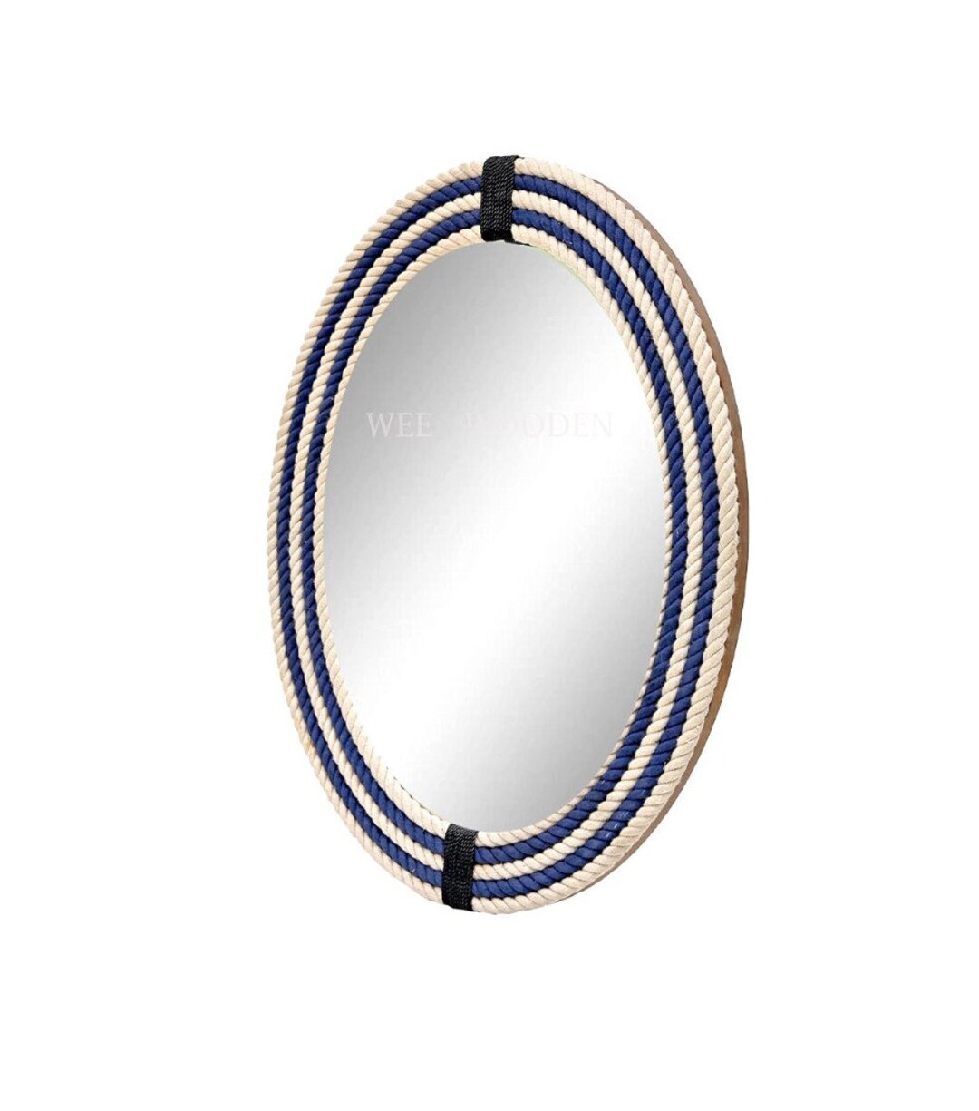 Oval Large Oval Vanity Mirror for Bathroom Oval Navy Nautical Hampton