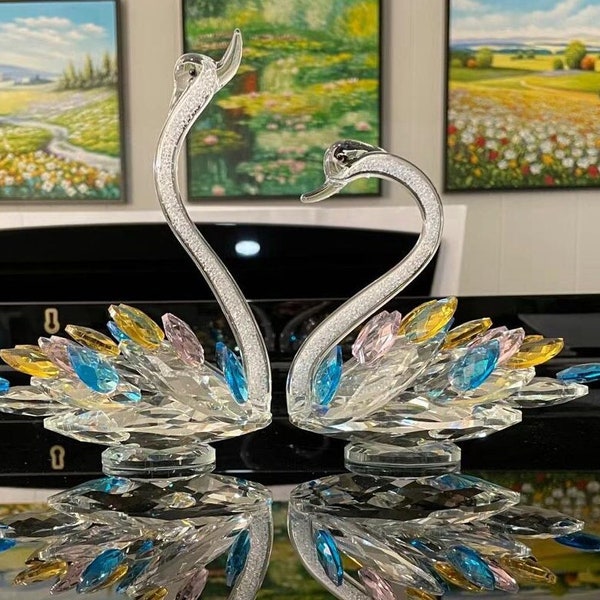 Crystal Swan Figurine A Beautiful Symbol of Love and Virtue Gift Boxed