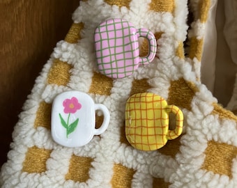 Cute Mug Pins/ Polymer Clay/ Mug Pins