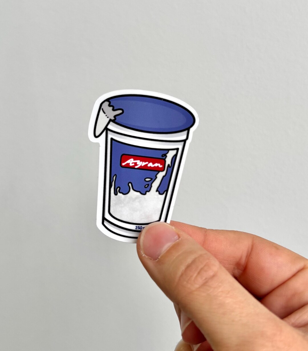 Ayran Sticker – Glossy Vinyl Sticker With Turkish Yogurt Drink Design ...