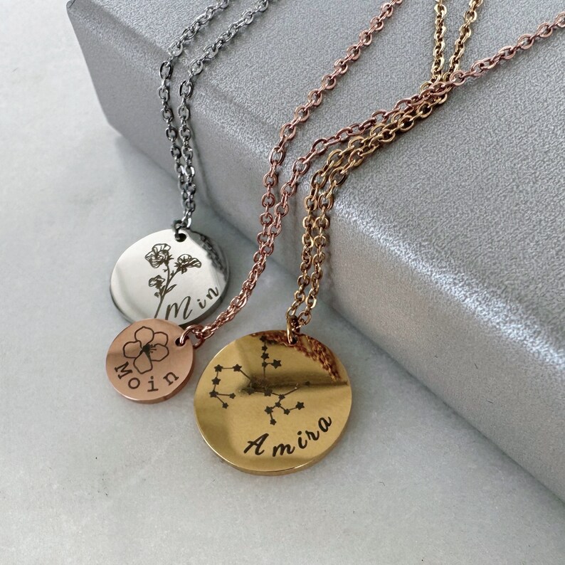 Personalized necklace with name engraving necklace personalized gift gold silver rose gold birthday gift for her zdjęcie 3