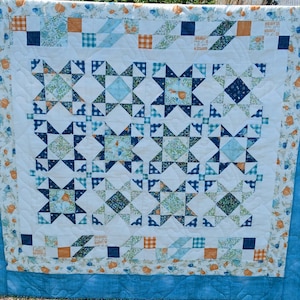 Handmade quilted fall throw blanket 52” X 53”,cozy pumpkin patch lap quilt,autumn harvest themed  Farmhouse handcrafted quilt,ready to ship.