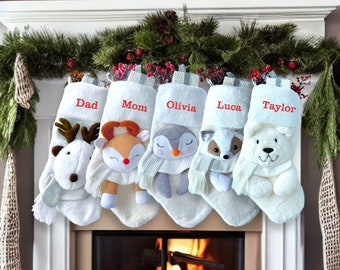 Christmas Stockings Personalized, Christmas Stockings with Names, Furry Stocking, Family Stockings, First Christmas, Set Toy and Stocking