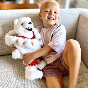 Polar Bear Stuffed Arctic Bear Plush White Bear Plushie Christmas Gift Boys Girls Christmas Decor Gift Boy Teddy Bear with Clothes Bear Toy