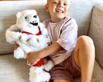 Teddy Bear, White Bear Christmas Personalized Bear Christmas Gift for Boys and Girls, Polar Bear with Removable Clothes, Nursery Decor Boy