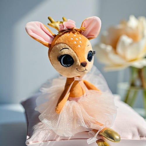 Poupée ballerine, peluche Nina ballerine le cerf par EliEla Toys, danseuse faon en tutu rose, renne de Noël en peluche, récital de danse de demoiselle d'honneur